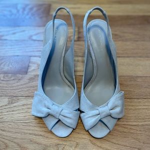 Elie Tahari Suede Peeptoe Wedge Dress Heels Size 39.5 or Women’s US 9